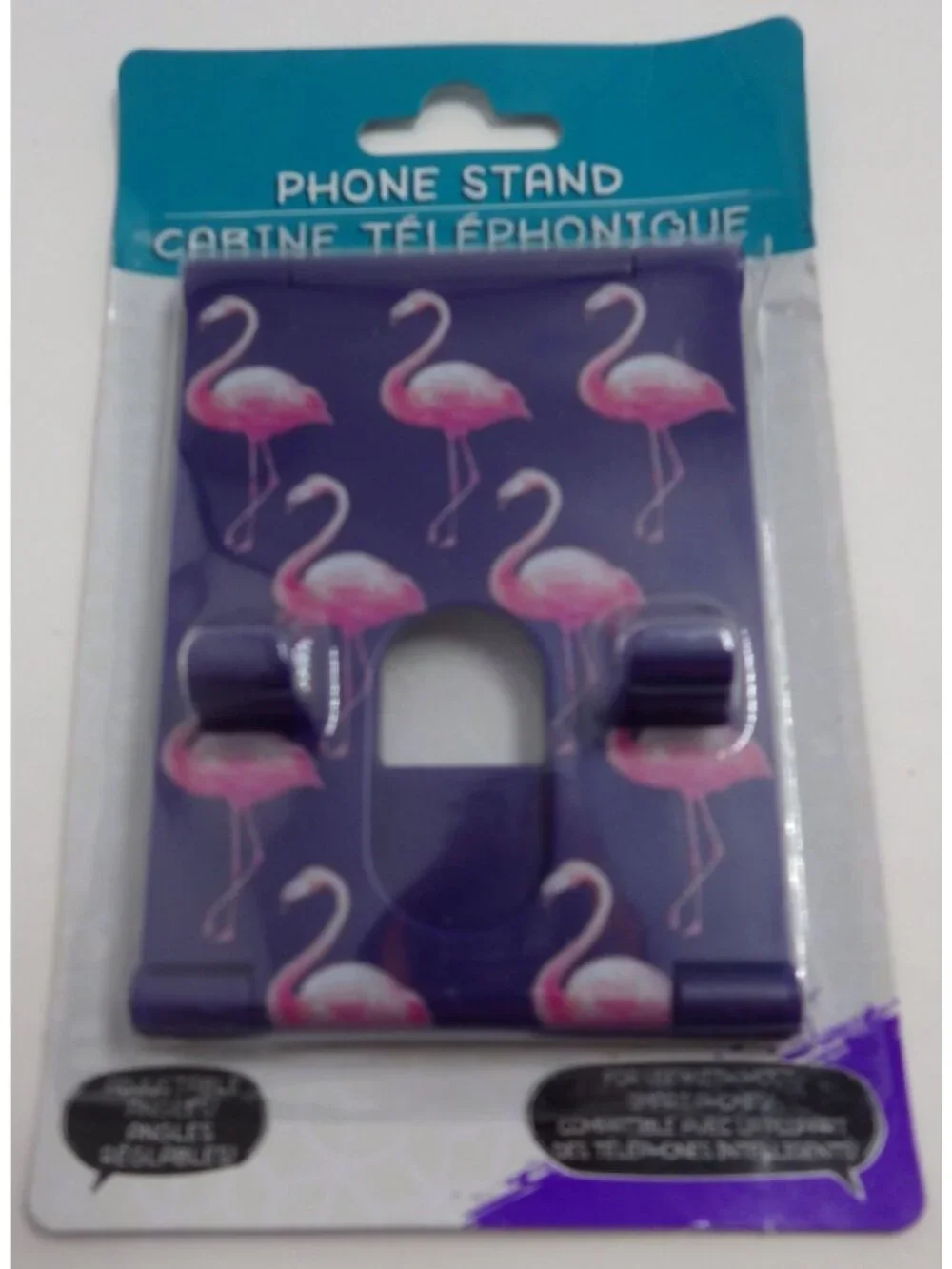 Pink Flamingo Phone Stand Purple Tripod Adjustable Angle Smart Phone Compatible